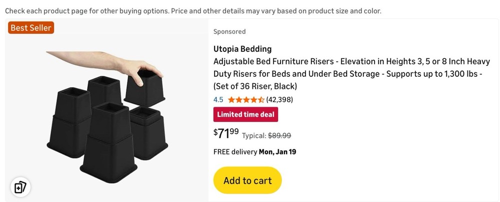 UTOPIA Bedding Furniture Risers