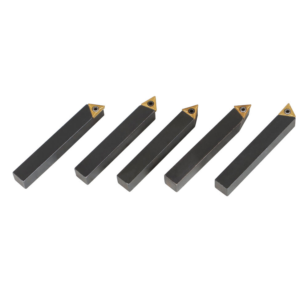 5 Pack Lathe Indexable Carbide Insert + Turning Tooling Bit Holder Set 3/8"