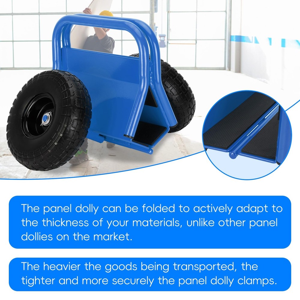 Heavy Duty Panel Dolly Slab Dolly Two Comfortable Handles 10 Inch Solid Rubbe...