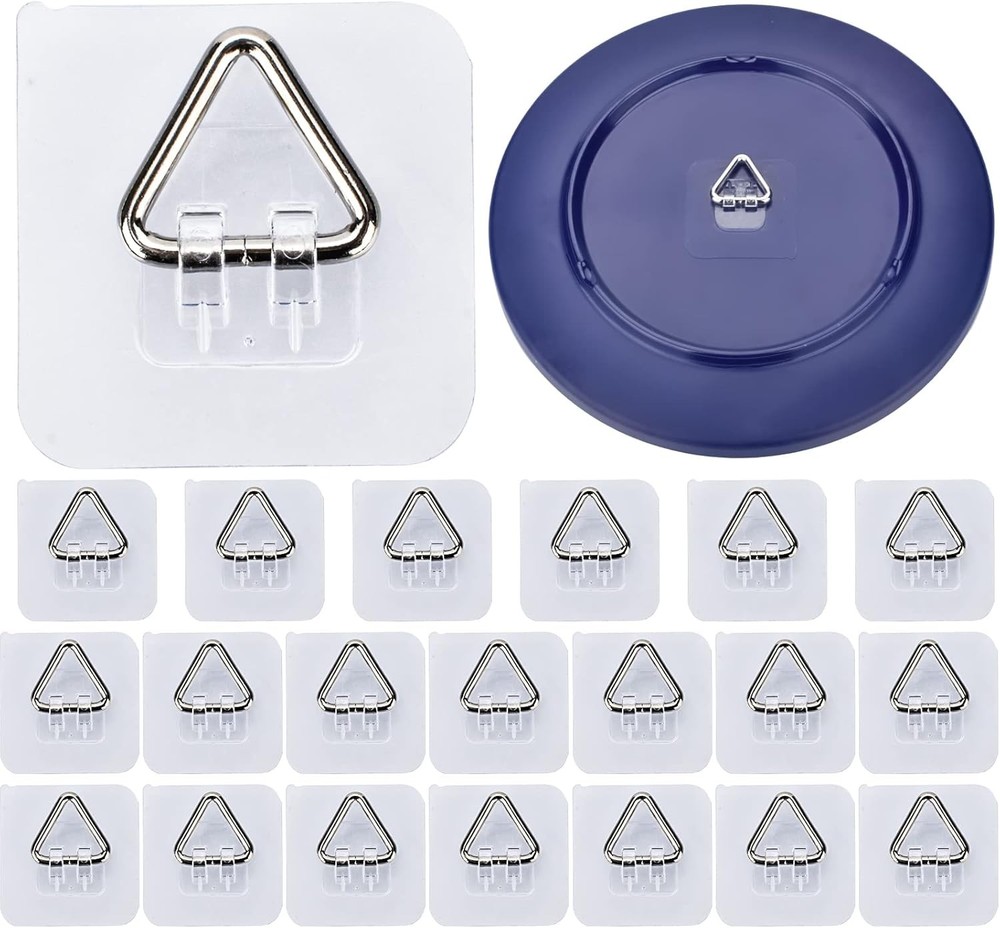 AccEncyc Wall Hangers 20 Pack - Vertical Plate Holders, Adhesive Clear