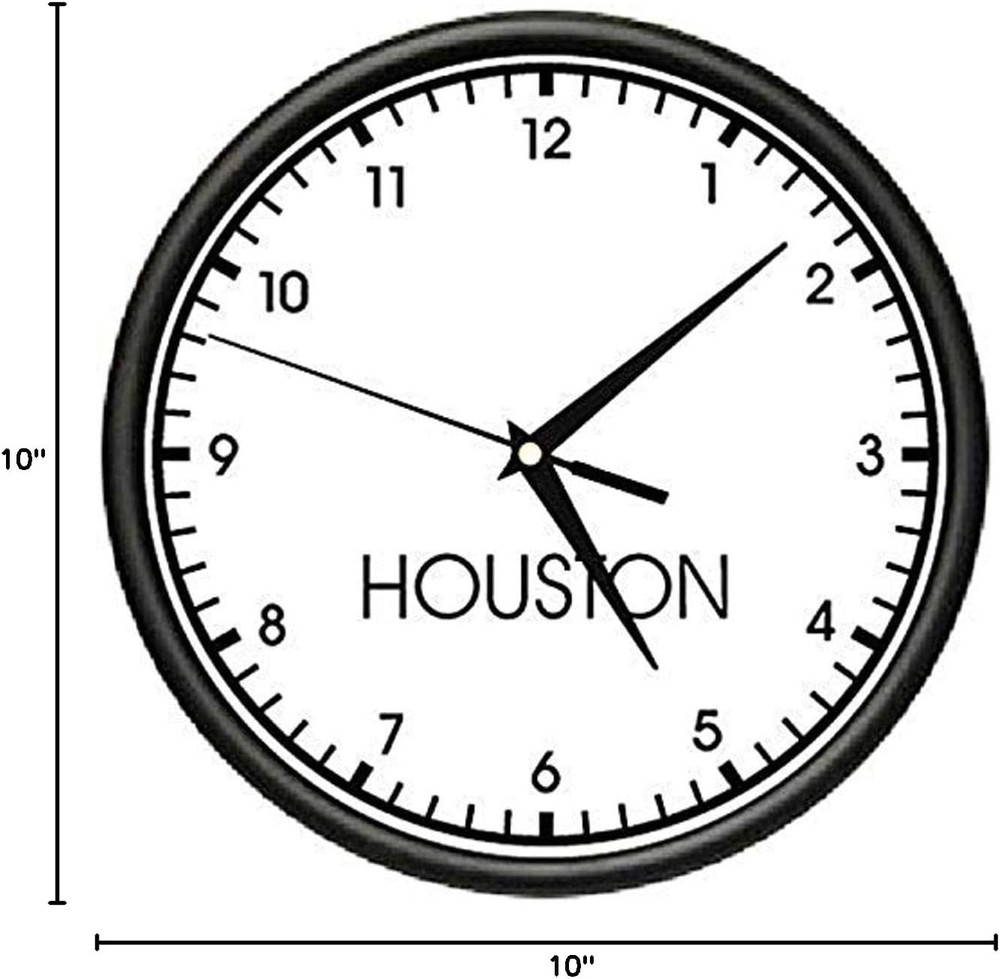 Houston TIME Wall Clock World Time Zone Clock Office Business