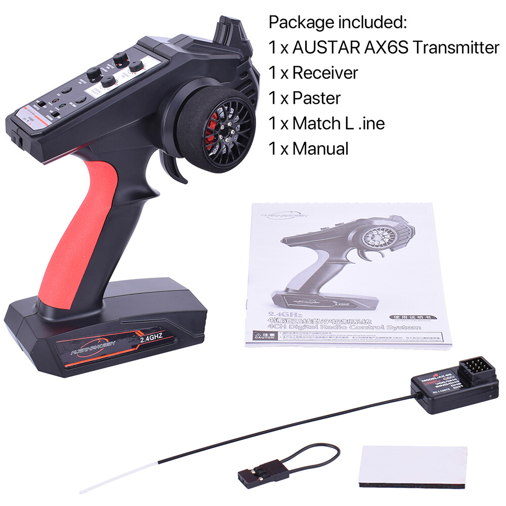 AUSTAR 2.4G 4CH Radio Remote Control Transmitter with Receiver for RC Car