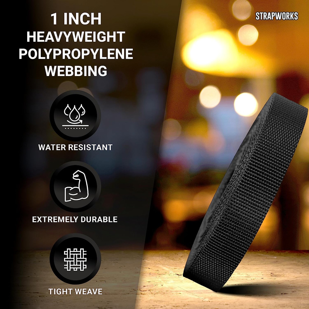 Strapworks Heavyweight Polypropylene Webbing - Heavy Duty Poly Strapping for Out