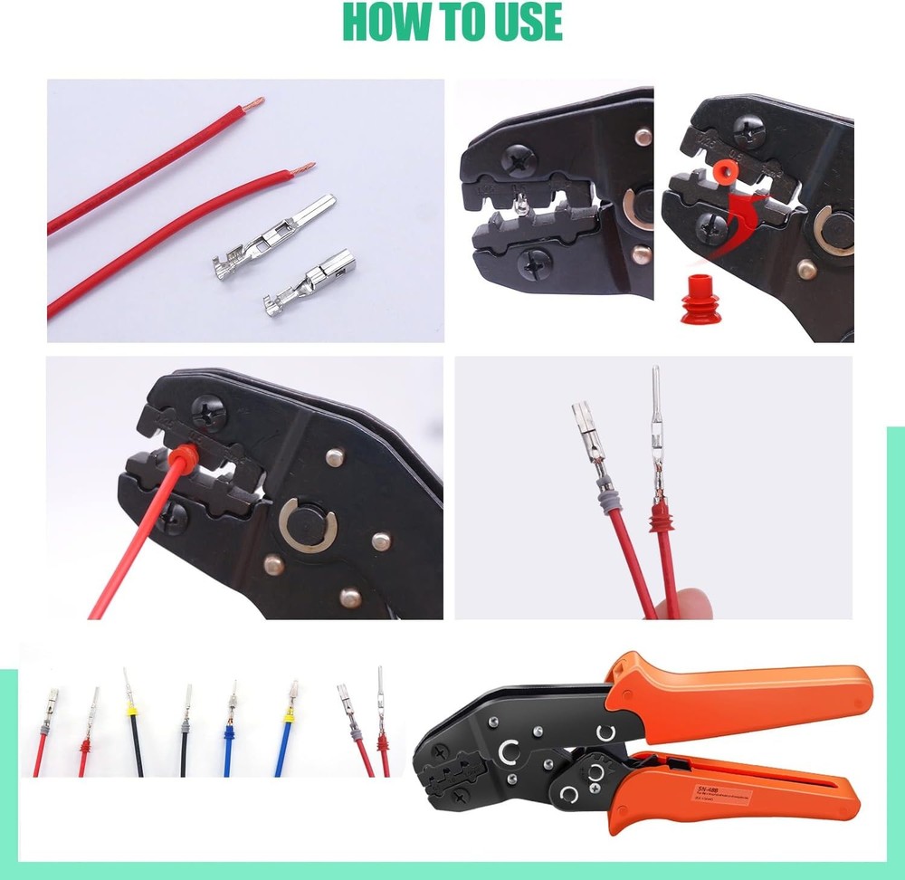 Car Wire Terminal Pin Connector Kit with Pliers for Electrical Work