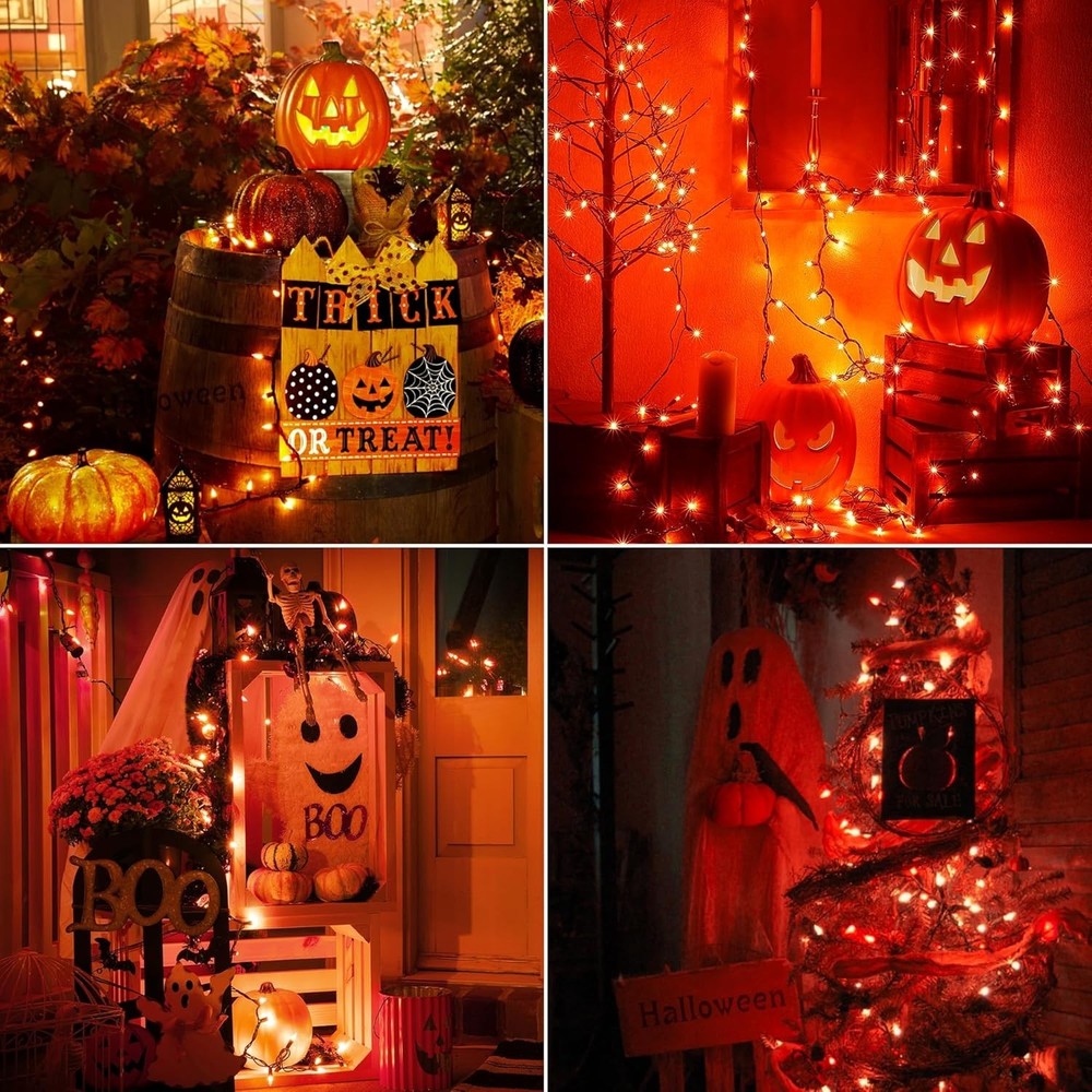Orange Halloween Lights, 2PACK 13ft 50 Orange Lights String,120V Fall String ...