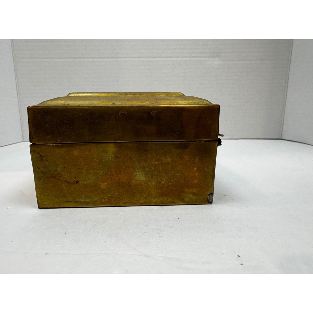Vintage Solid Brass Hinged Decorative Box Rectangular Keepsake Trinket Chest
