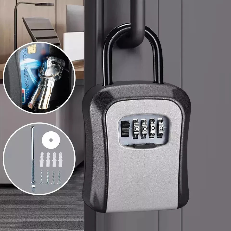 Key Safe 4-Digit Combination Lock Box Wall Mount Storage Safe Security Outdoor