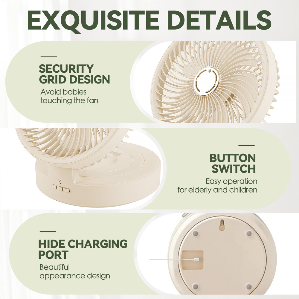 USB Rechargeable Cordless Fan with Remote Auto Oscillation Aroma Diffuser Night