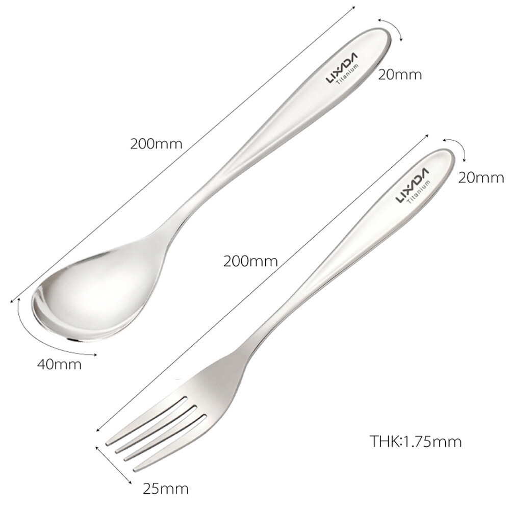 Lixada Titanium Dinner Fork and Spoon Outdoor Picnic Flatware Cutlery Set