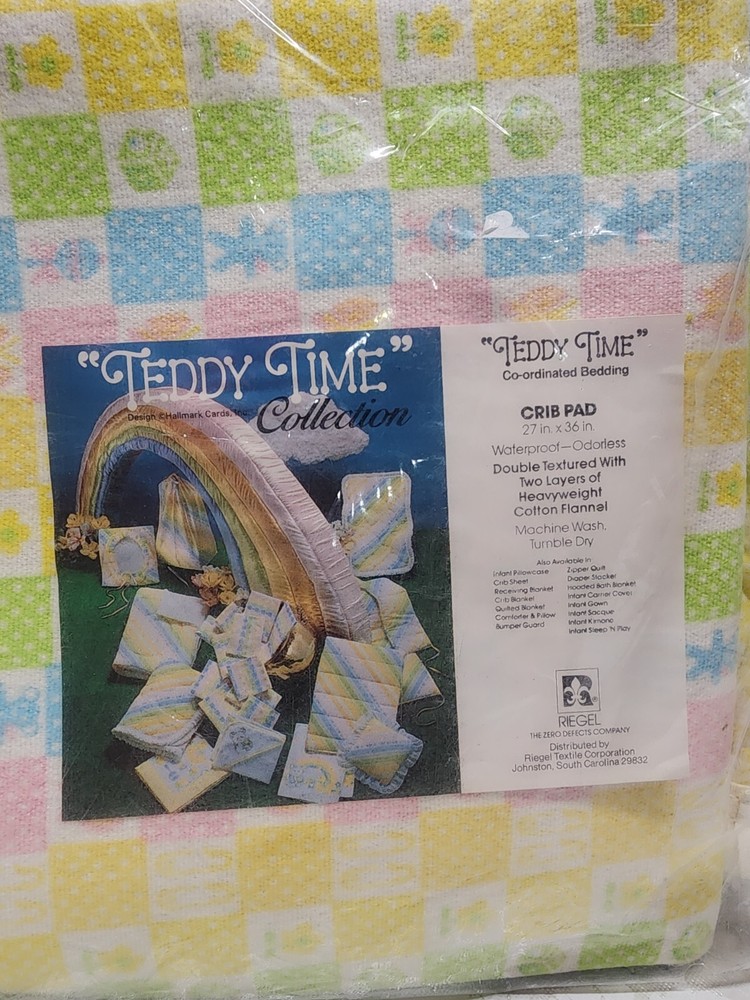 Vintage Rainbow "Teddy Time" Three Piece Crib Set. Designed By Hallmark.