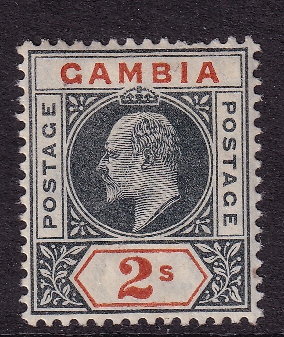 GAMBIA-1905 2/- Deep Slate & Orange.   mounted mint example Sg68