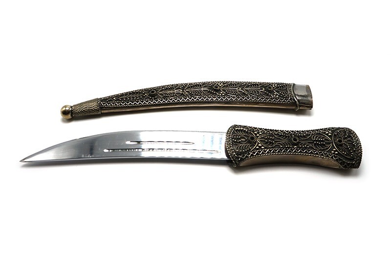CURVED CAUCASIAN DAGGER KINDJAL WITH SCABBARD