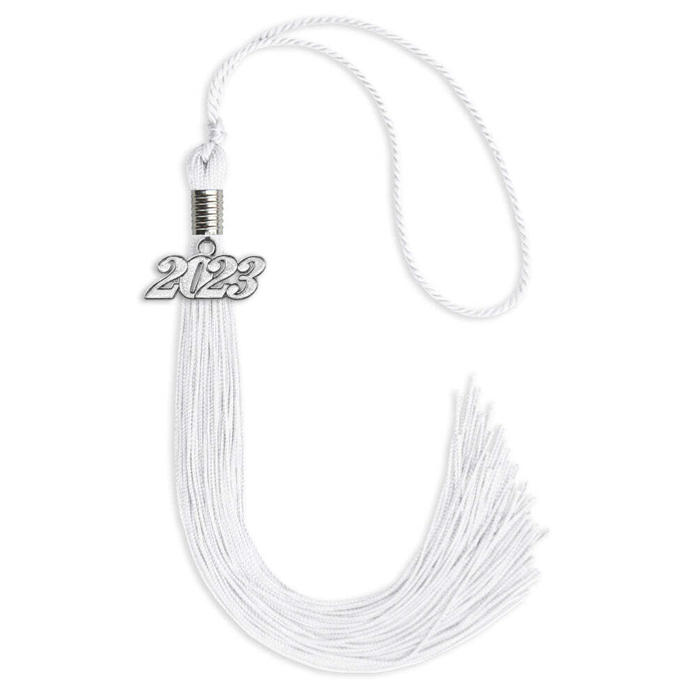 Endea Graduation White Tassel With Silver Date Drop
