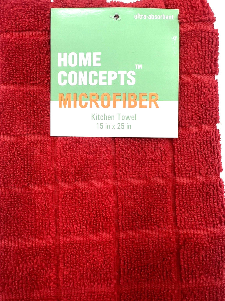 Microfiber Kitchen 8 Pc Set Hand Dish Towels And Scrubber Dish Cloths RED NWT