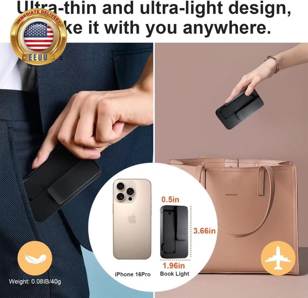 Rechargeable Book Light for Reading in Bed,Foldable & Portable Clip-On Mini Read