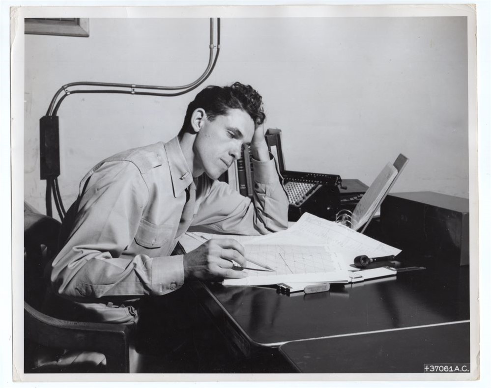 1950 USAF Test Pilot in Training Wright Patterson Air Force Base Press Photo
