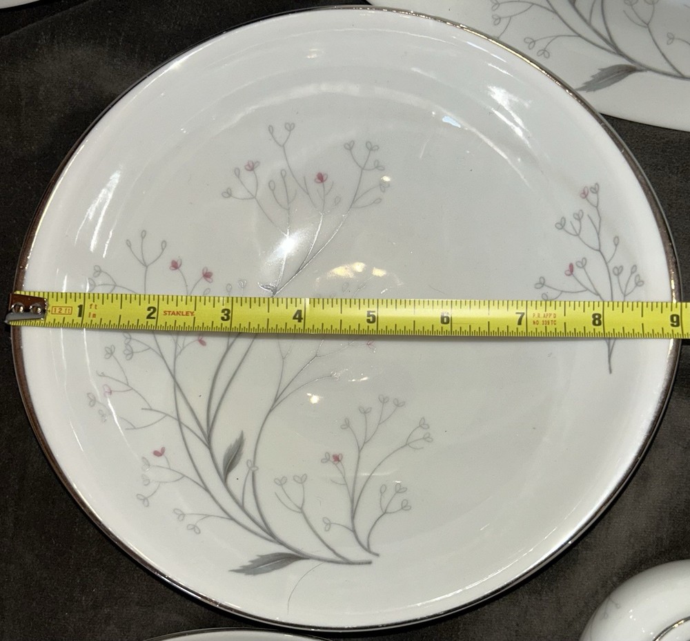 Meito Japan Fine China Trees Blossom Dinnerware 7 Piece Hostess Set Serving EUC