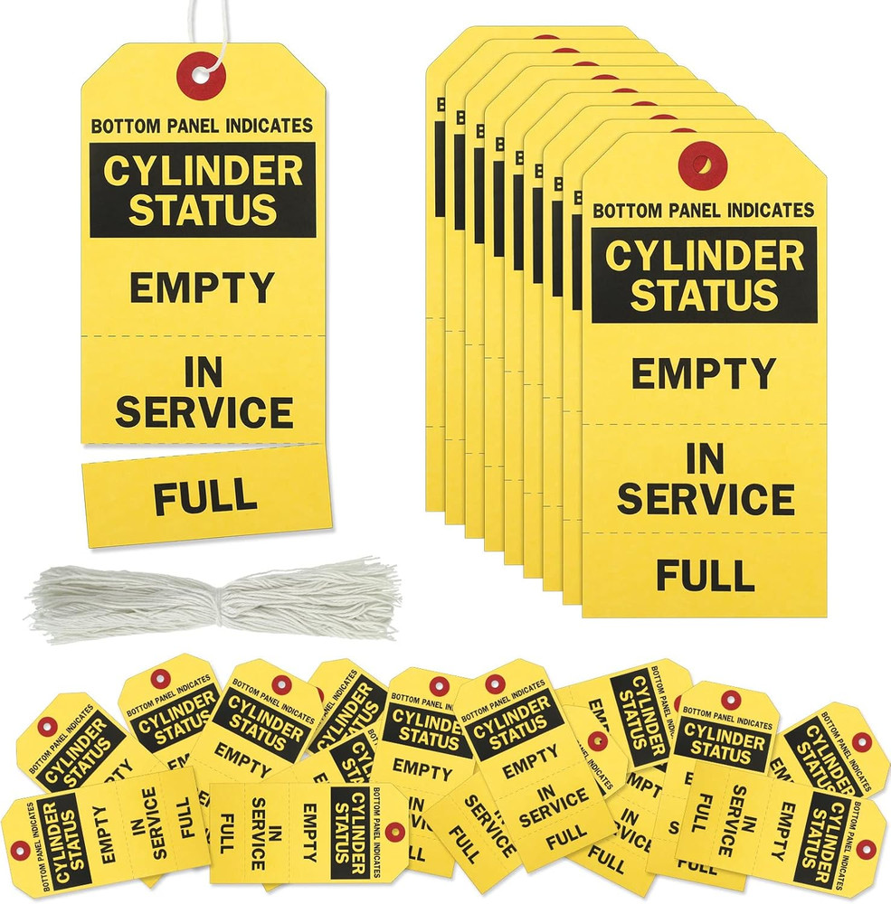 Pack of 200 Cylinder Status Empty in Service Full Perforated Tags with String 3