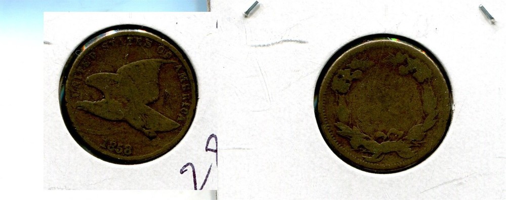 1858 LL FLYING EAGLE PENNY GOOD 2881T