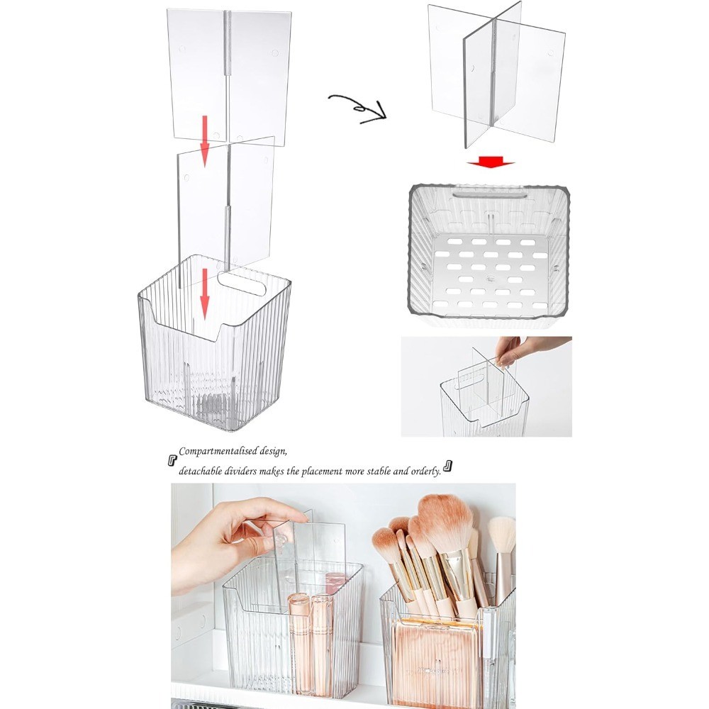 Wall Mounted Shower Caddy Set of 2 Stackable Adhesive Storage Bins Clear Plastic