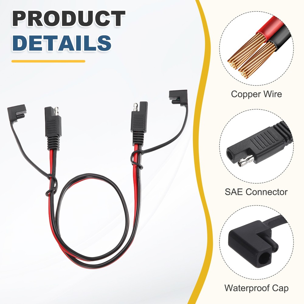 5pcs SAE Extension Cable, 16 AWG Quick Disconnect SAE Cable Wire Harness, 3ft