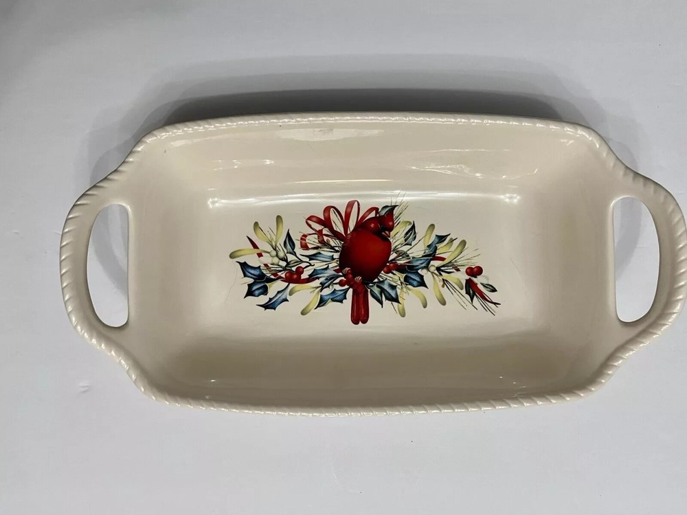 LENOX-Winter Greetings Cardinal Bread Basket NIB