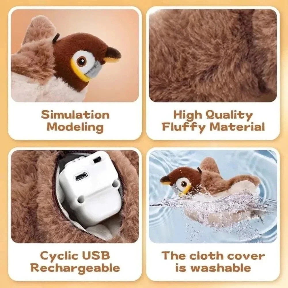 USB Interactive Flying Bird Cat Toys Electronic Pet Simulation Sparrow Toy US