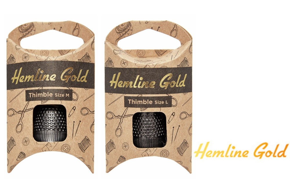 Hemline Gold Thimble For Sewing - Premium Quality - Black - Medium or Large