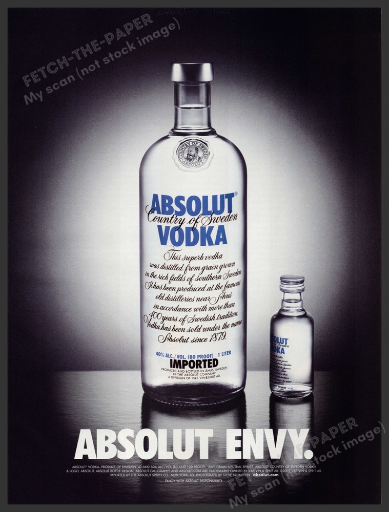 Absolut Envy 2000s Print Advertisement Ad 2002 Vodka Size Matters