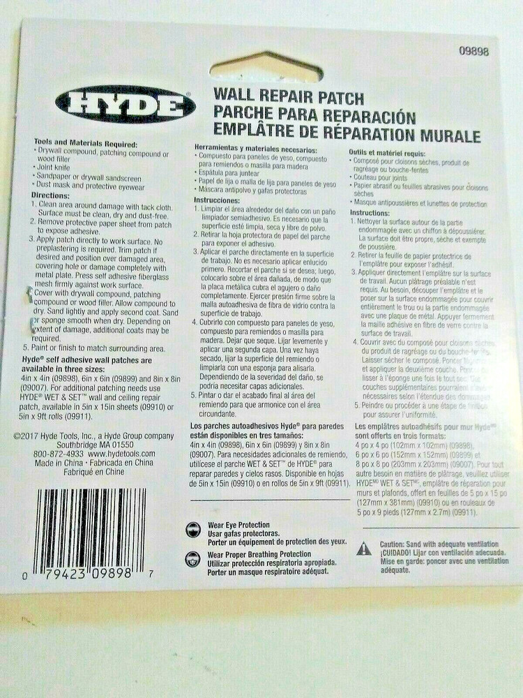 HYDE TOOLS 4-Inch Sq Aluminum Mesh Drywall Wall Patch 09898