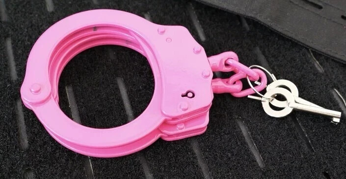 Handcuffs Double Locking Standard Size Pink Handcuffs Includes 2 Keys