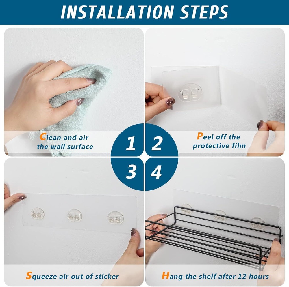 12 Pack Adhesive Hooks Sticker Strong Wall Waterproof Clear