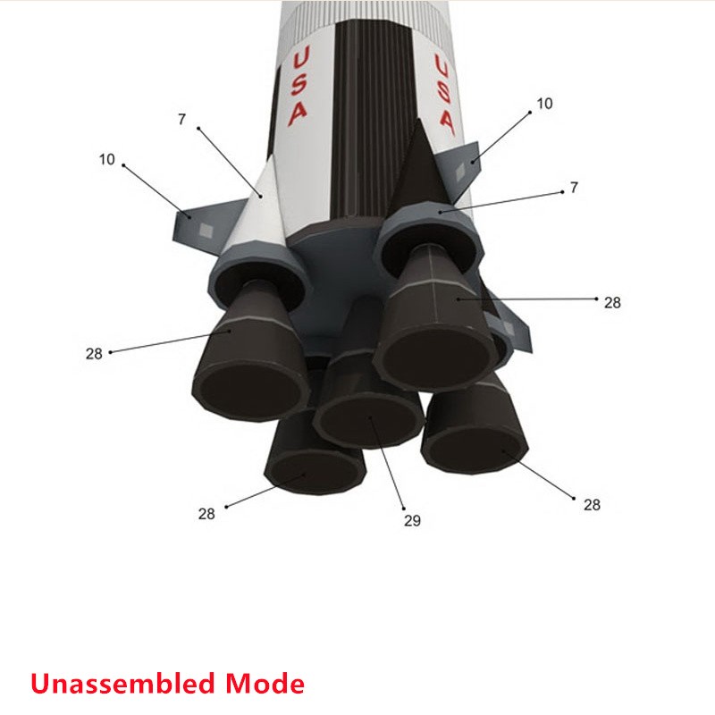 1/300 USS Saturn V Rocket&Launch Pad Paper Model Display Collection Unassembled