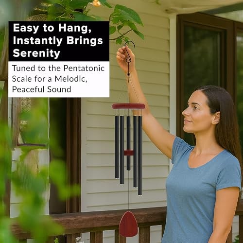 Wind Chimes for Outside - 37" Large Deep Tone Wind Chimes, Elegant Black