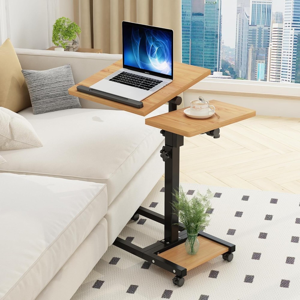 TigerDad Mobile Adjustable Height Laptop Stand PC Computer Portable Wood