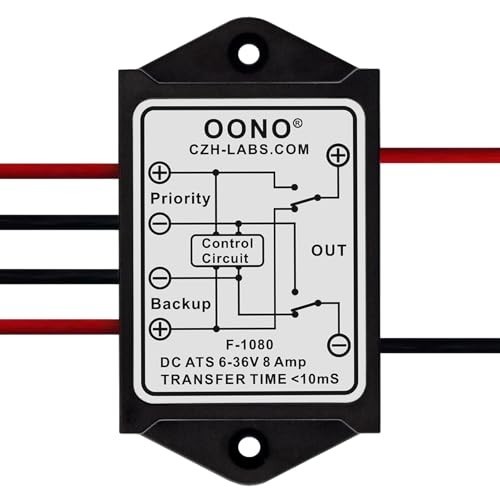 8A Automatic Transfer Switch DC 6-36V, ATS Power Backup Switch for Generators