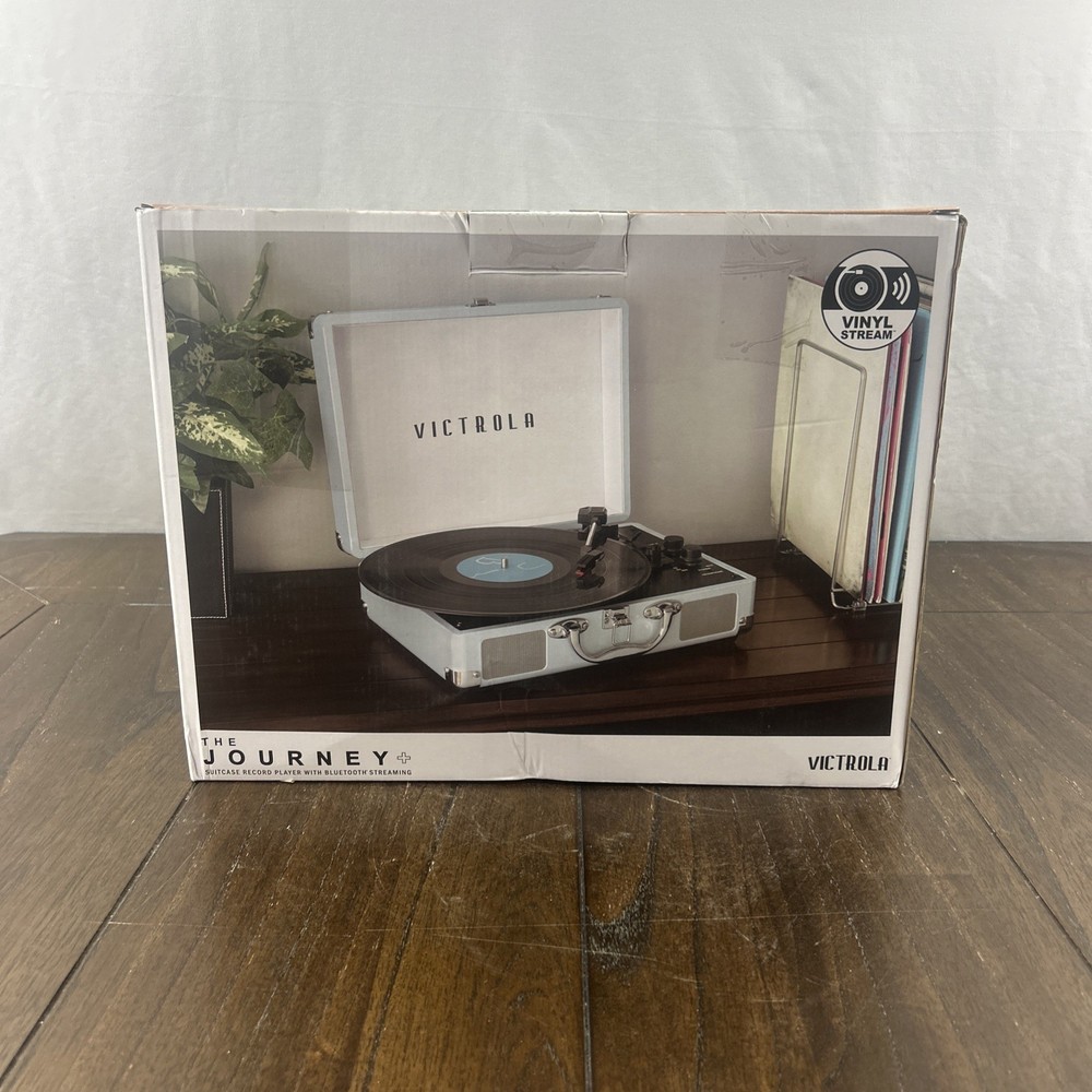 Victrola Journey+ Bluetooth Record Player Suitcase Blue Open Box Tested Working