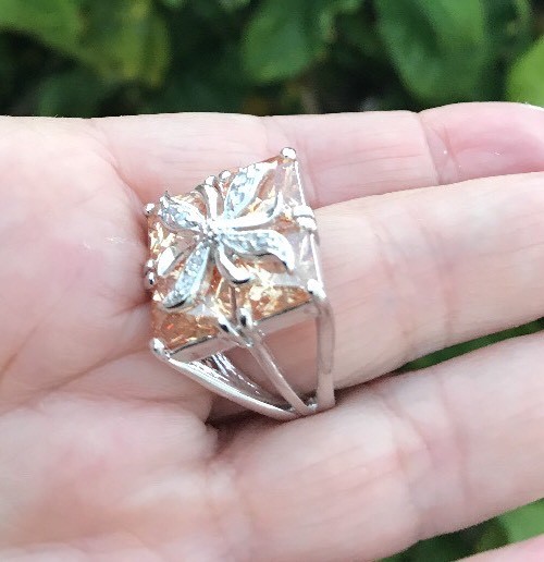 Bold Cz Ring Shines Silver Tone Heavy China