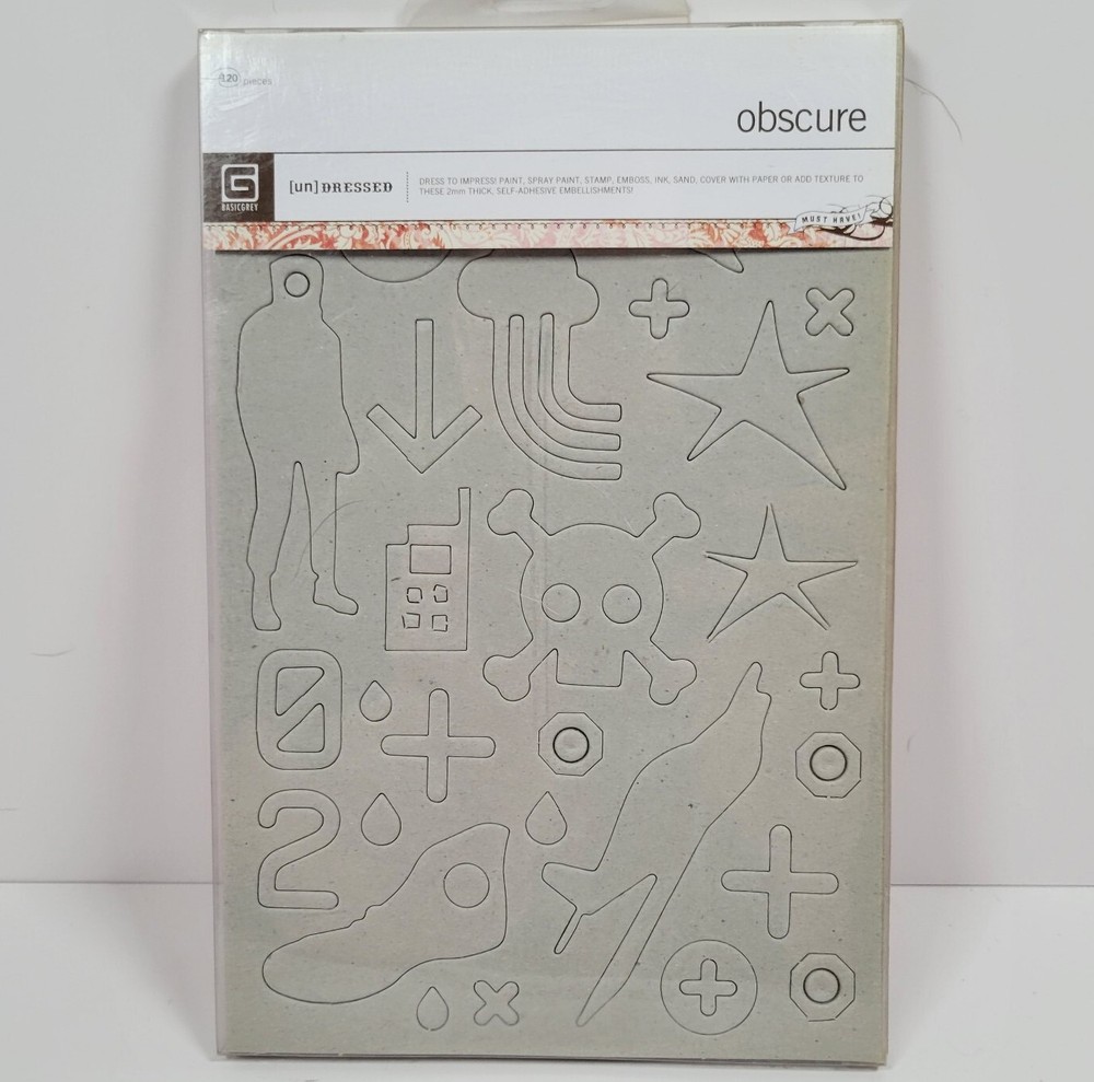 Basic Grey 26 Undressed Chipboard Obscure Skull Crossbones Star Shoe Scrapbook