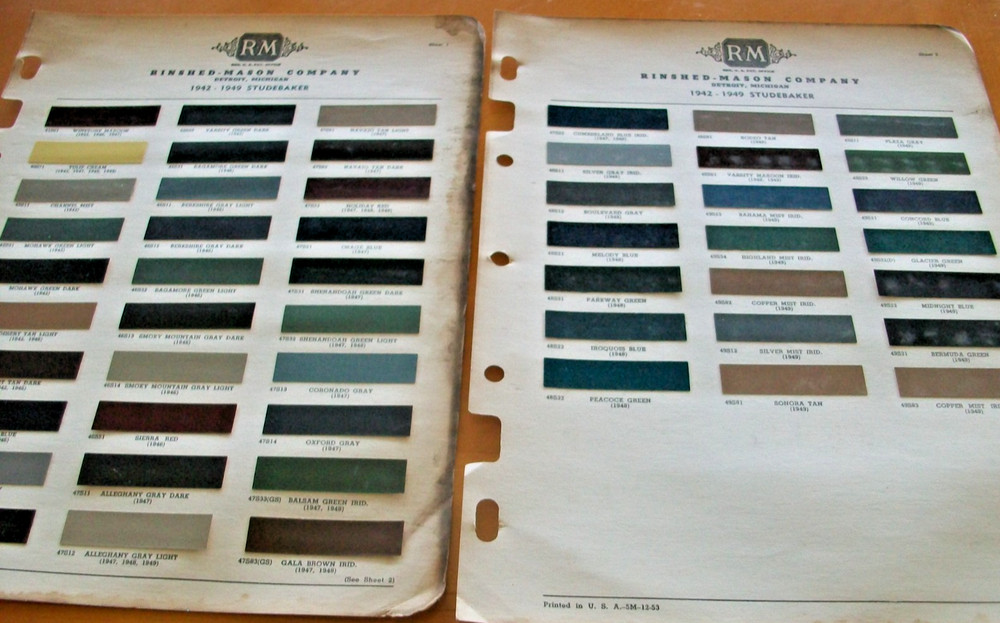 1942 1946 1947 1948 1949 Studebaker auto car RInshed Mason RM paint chips