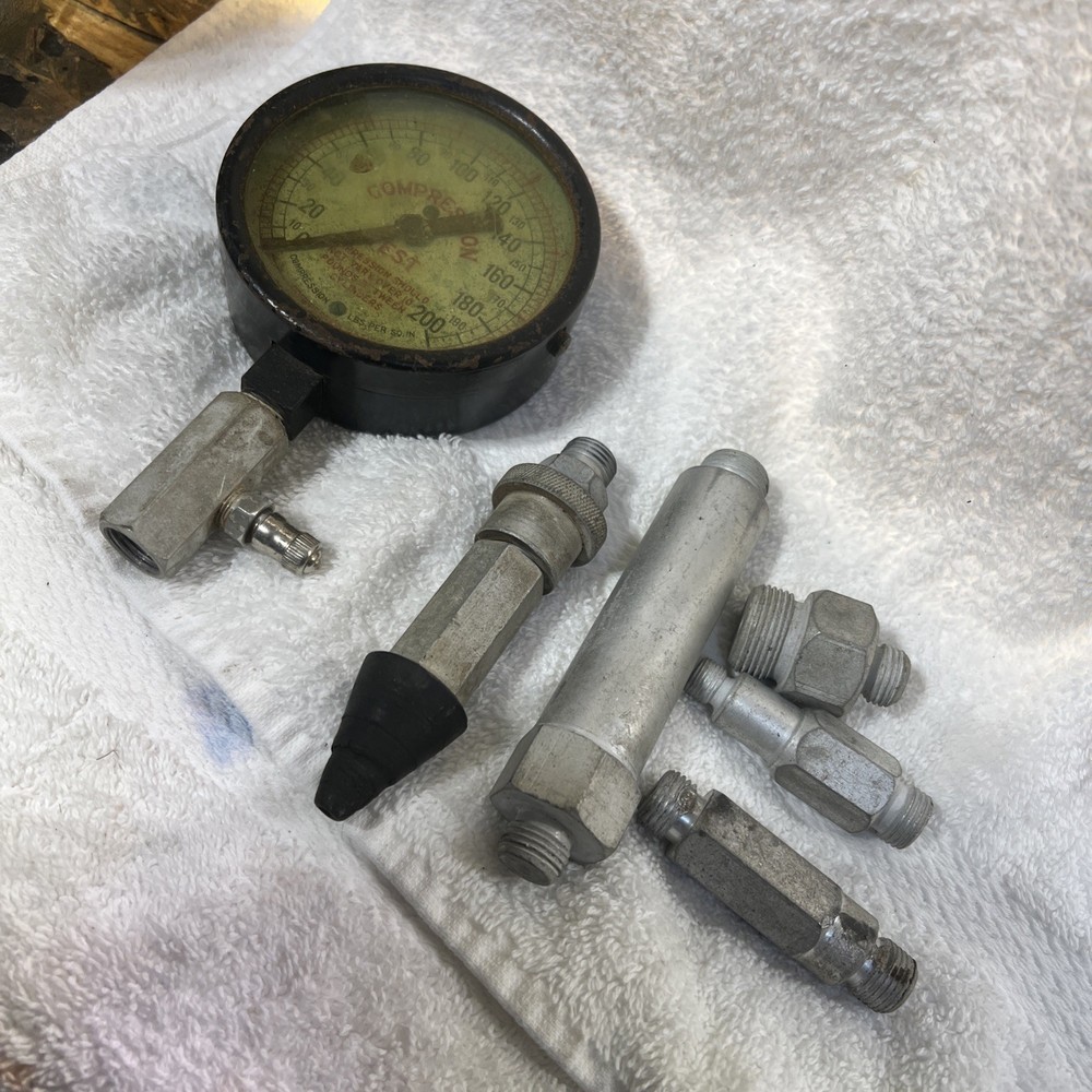 Vintage Compression Tester With Metal Box And Accessories