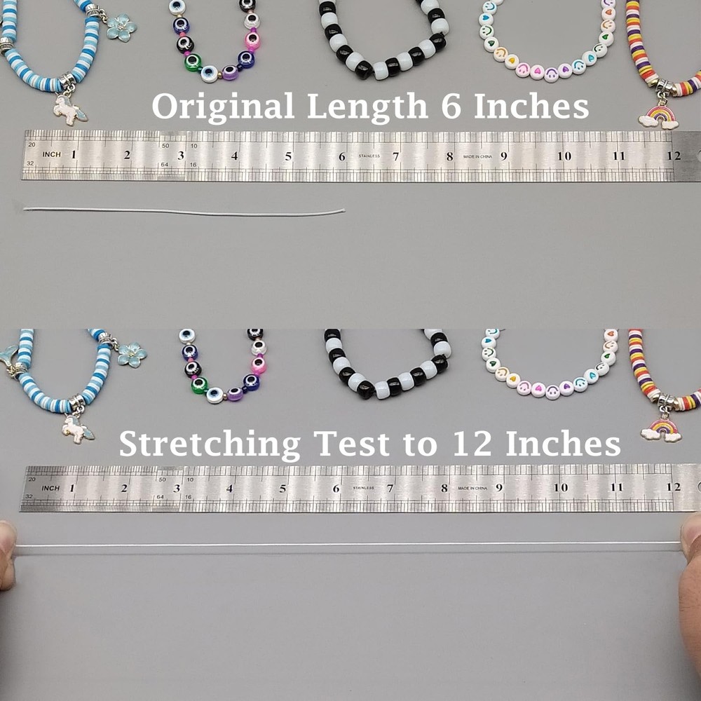 Stretchy String for Bracelets, 2 Rolls 1 mm Sturdy Elastic String Elastic Cor...