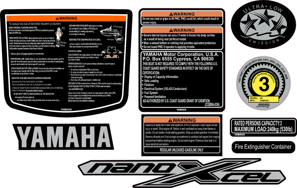 YAMAHA WAVERUNNER VX 2016-2018 Graphics / Decal Warning / Sticker Kit