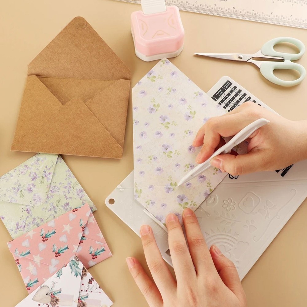 Multipurpose Scoring Board Envelope Maker Scribing and Measuring Tool for Crafts