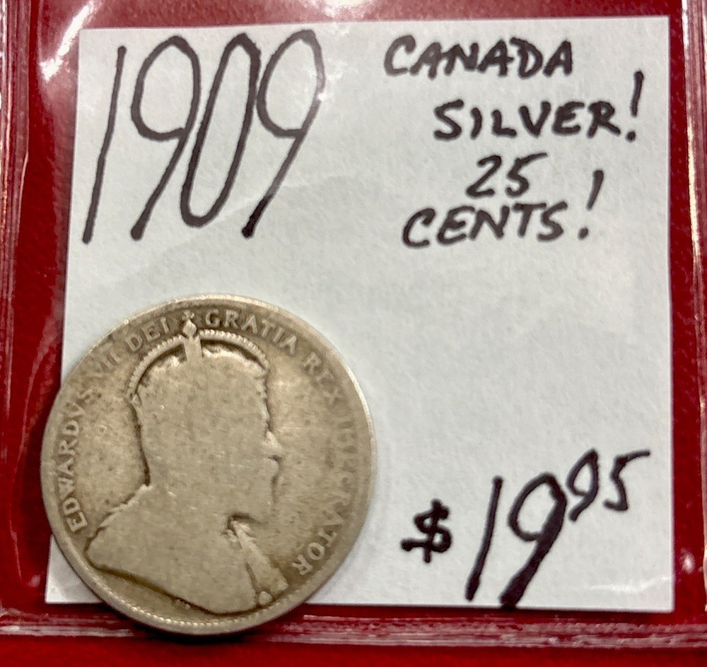1909 Canada Silver! 25 Cents! ENN Coins