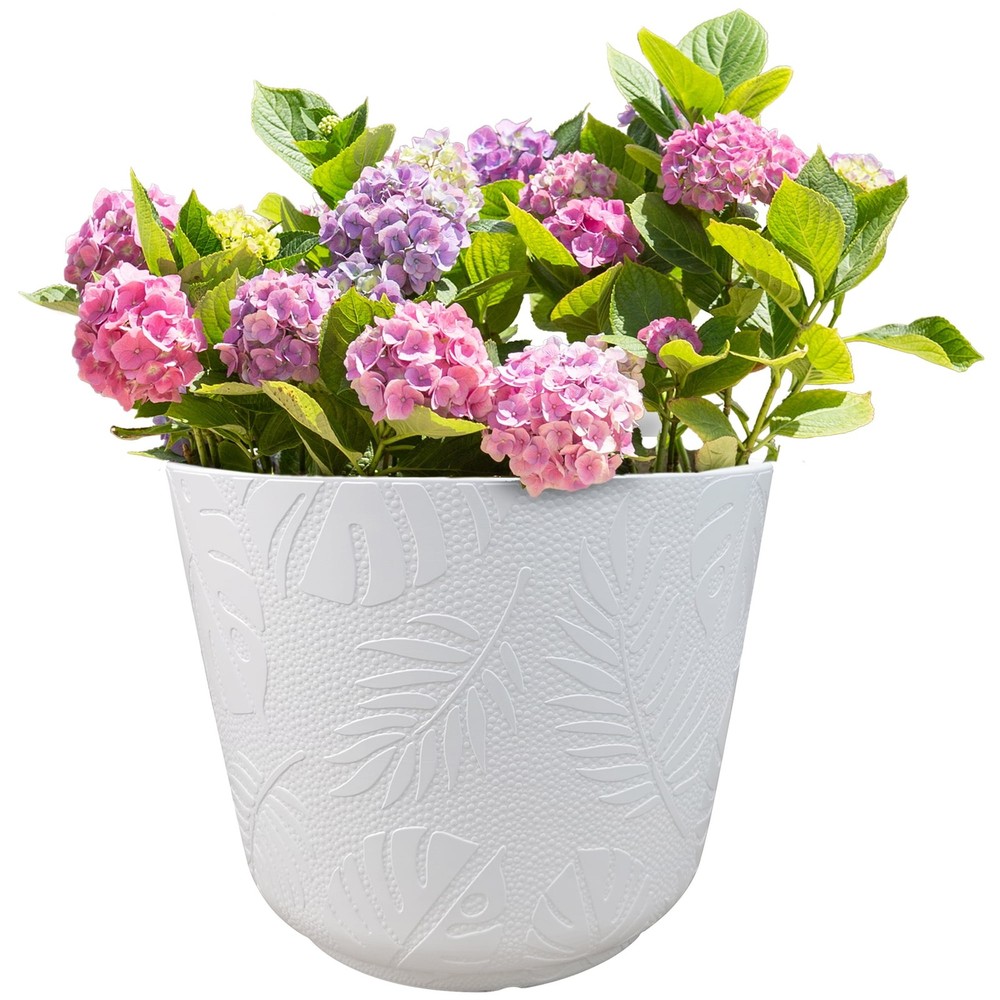 Large 16in Diameter Round White Resin Playa Planter