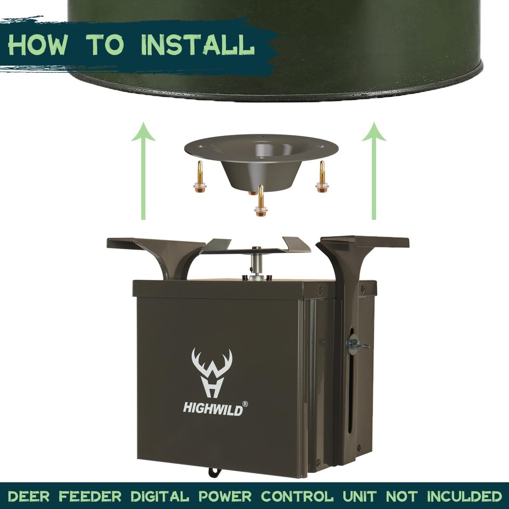 Highwild 6-Volt Deer Feeder Replacement Funnel - 1.5" Drop drop, olive
