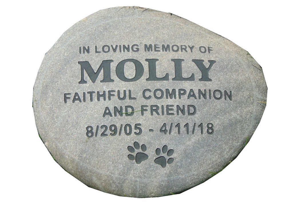 pet memorial grave marker -12" personalized - custom engraved - river rocks
