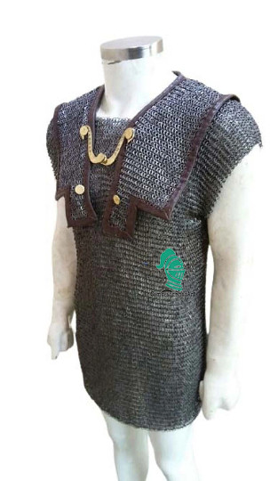 Chain mail hamata Roman Lorica Hamata , 6 mm Chain mail Flat Riveted with Soiled