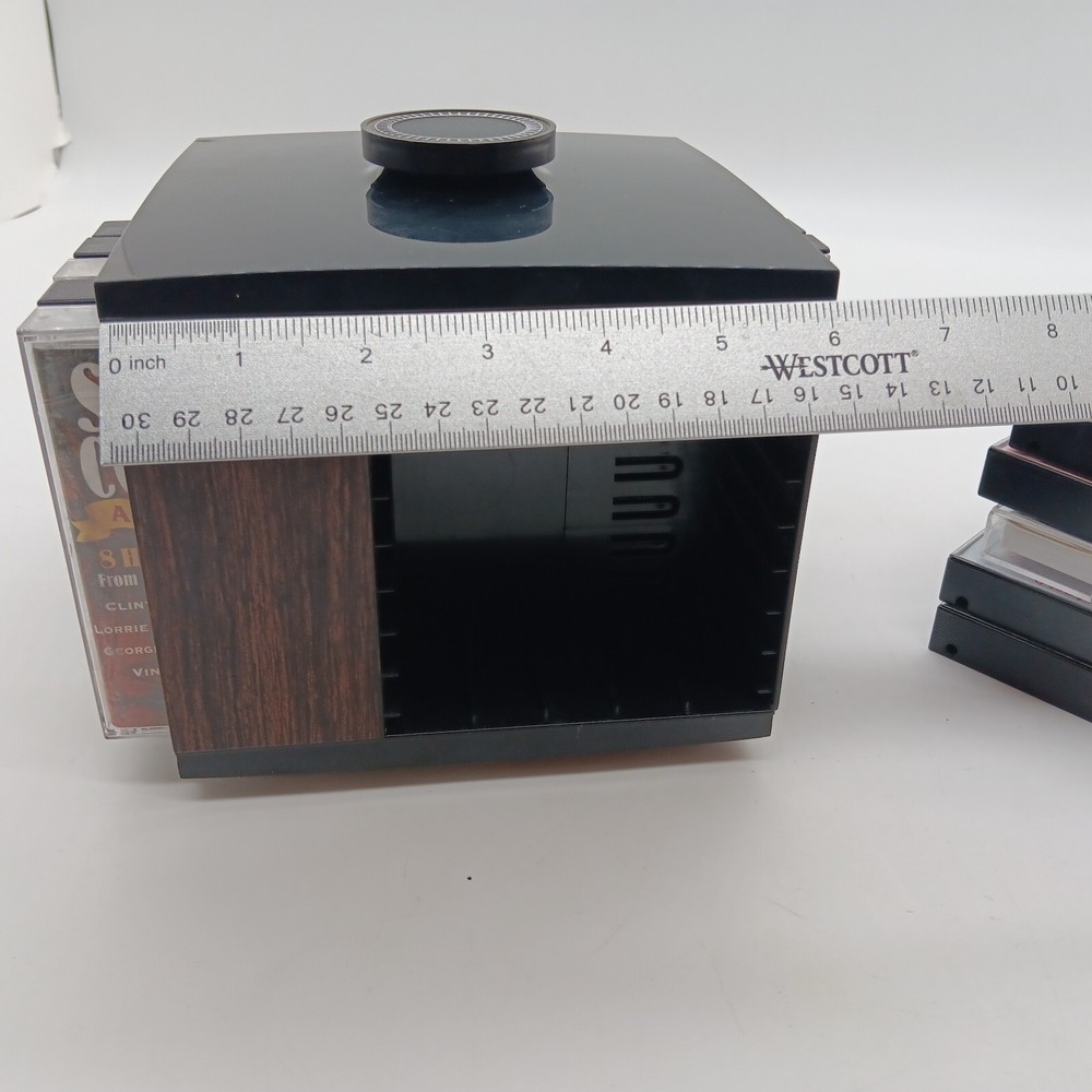 Vintage Square Spinning Plastic Cassette Storage Case w/ 20 Cassettes